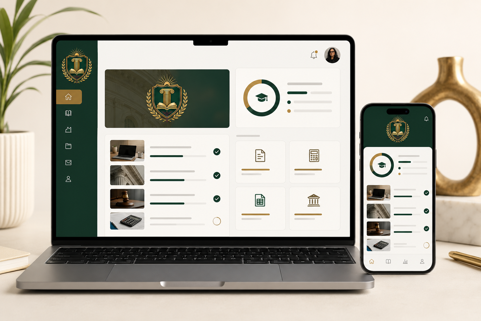 Student portal on laptop and phone