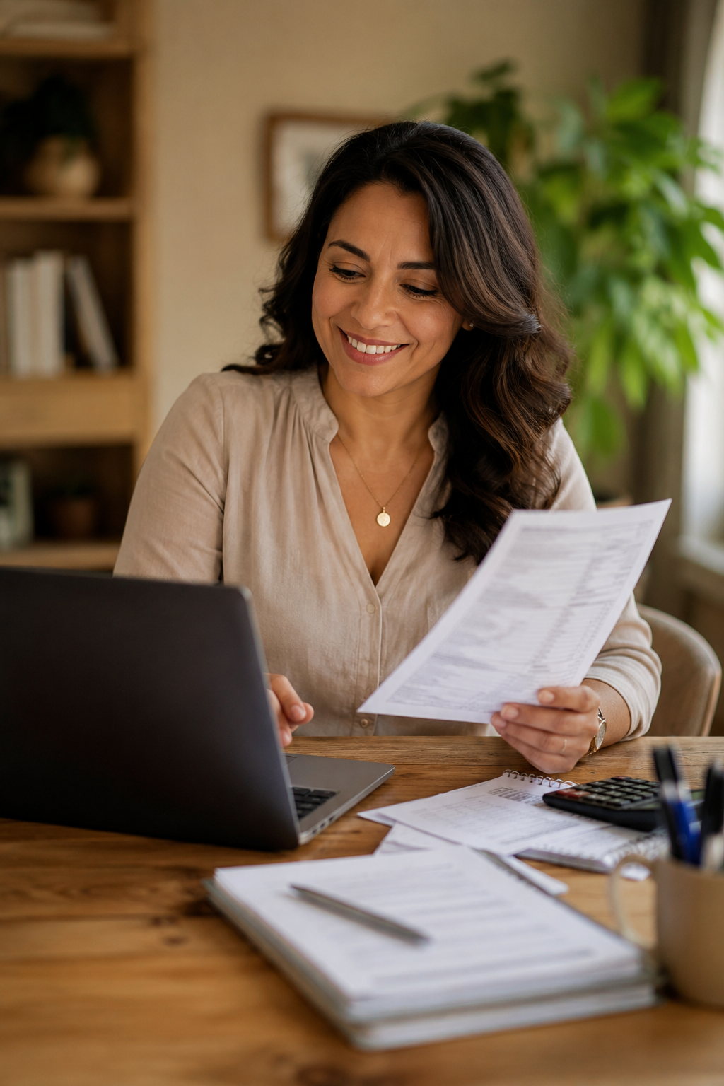 A future tax preparer smiling with hope about a new career